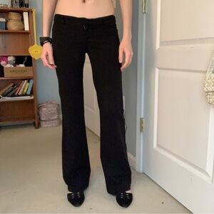 office siren black low rise flare dress pants